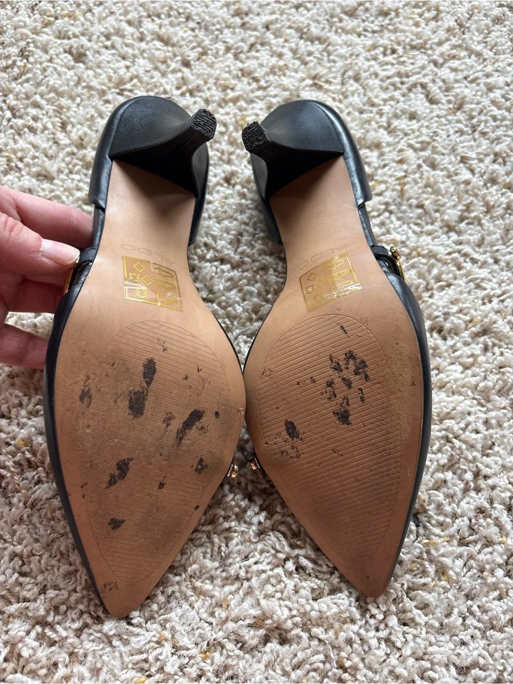 Aldo Hogsed-97 Black and Gold Heels Sz 7.5 EU 38